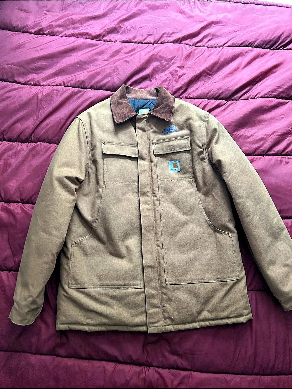 Vintage Carhartt Chore Coat Duck Canvas Jacket XL Tall Brown Workwear